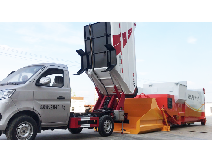 自裝卸、車廂可卸式垃圾車、移動壓縮垃圾站協同作業(yè)